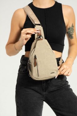 YOGII Arkansas Model Kanvas Unisex Çapraz Omuz Ve Göğüs Çantası A Kalite Askılı Fermuarlı VİP