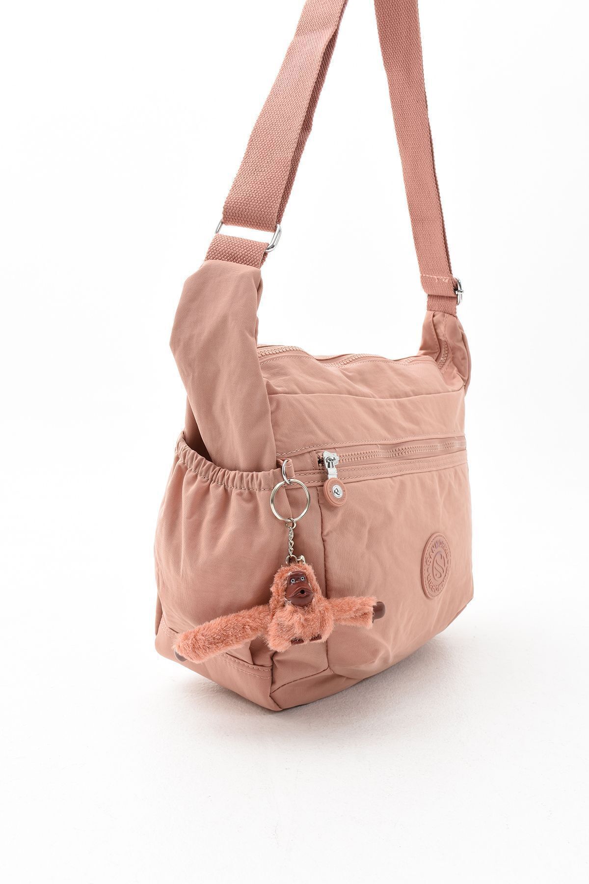 Sanmorris Unısex Suya Dayanıklı Pembe Renkli Krinkıl Kumaş Çapraz Günlük Okul Seyahat Ve Omuz Çantası - Görsel 3