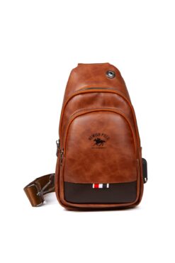 Newish Polo Unisex Deri Çapraz Askılı Çanta Göğüs Çanta Çift Yönlü Omuz Çanta Kulaklık Çıkışlı Bodybag Günlük