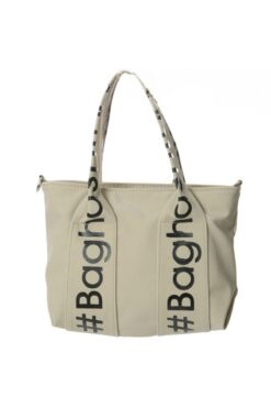 Baghashtag Bej Mini Su Geçirmez Kulp Yazılı Tote Çanta