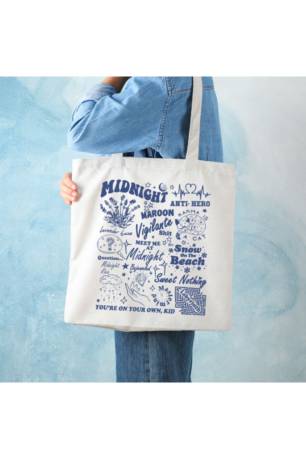 Cemira Taylor Swift Midnights Maroon Anti Hero Tote Bag Bez Çanta