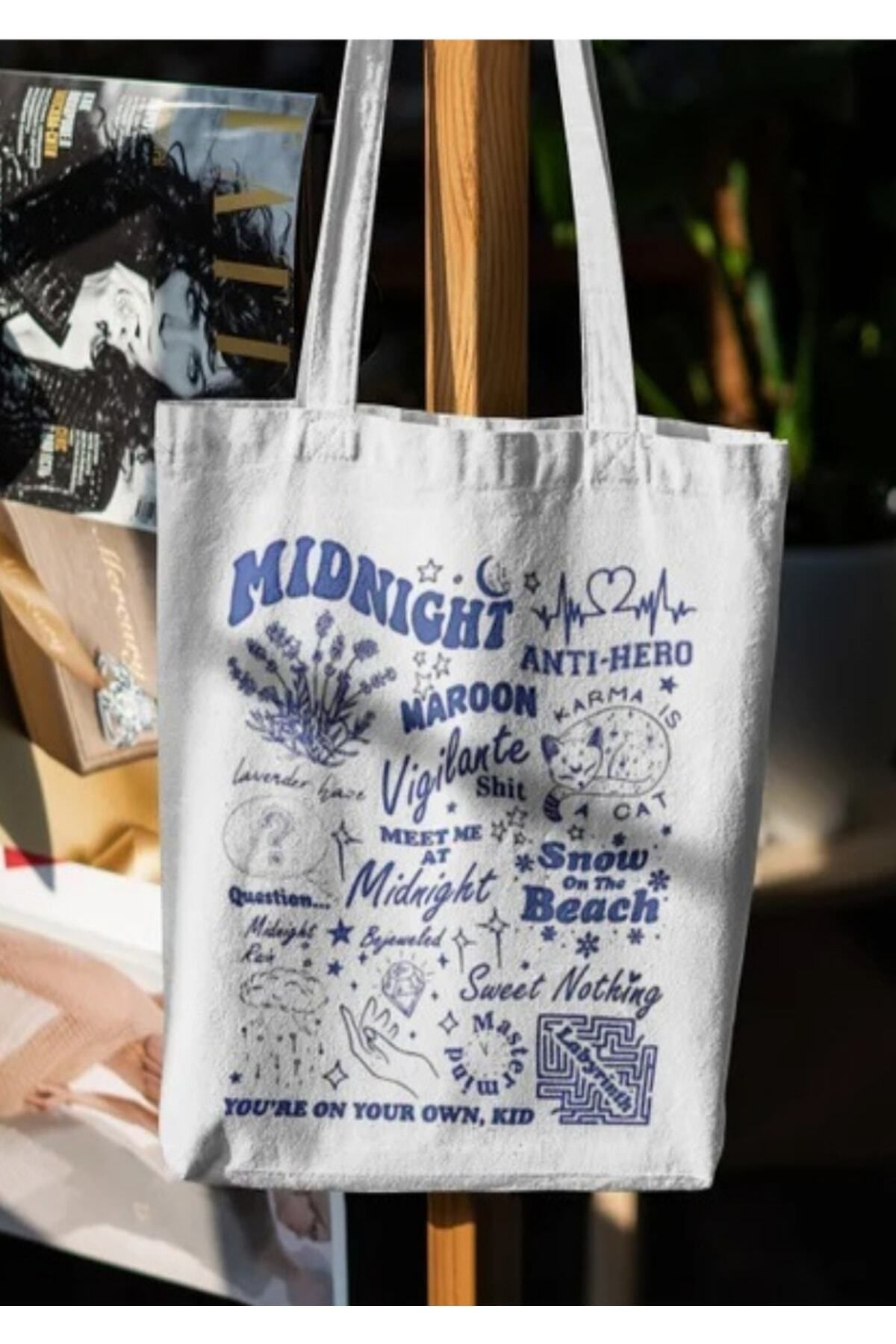 Cemira Taylor Swift Midnights Maroon Anti Hero Tote Bag Bez Çanta - Görsel 2