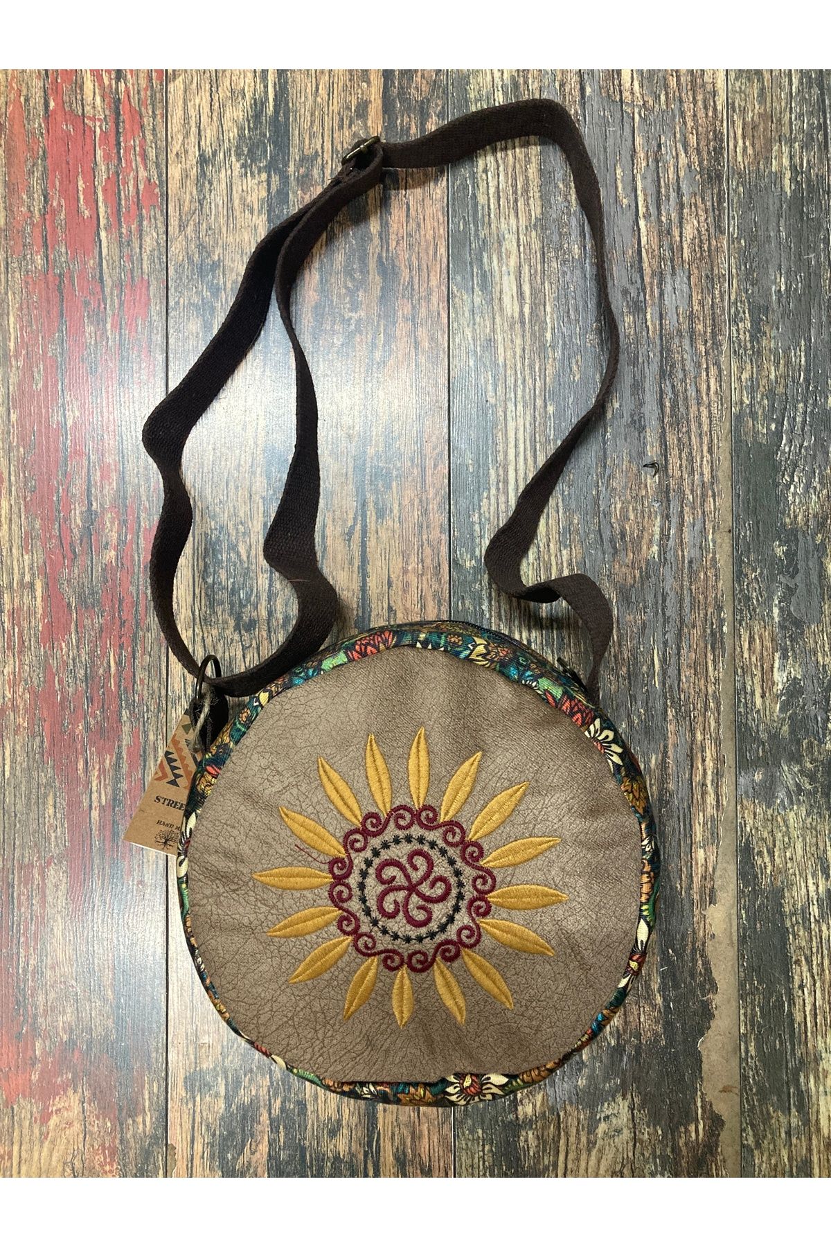 Street Bag Şinok Etnik Otantik Bohem Desenli Çiçek Nakışlı Omuz Çantası