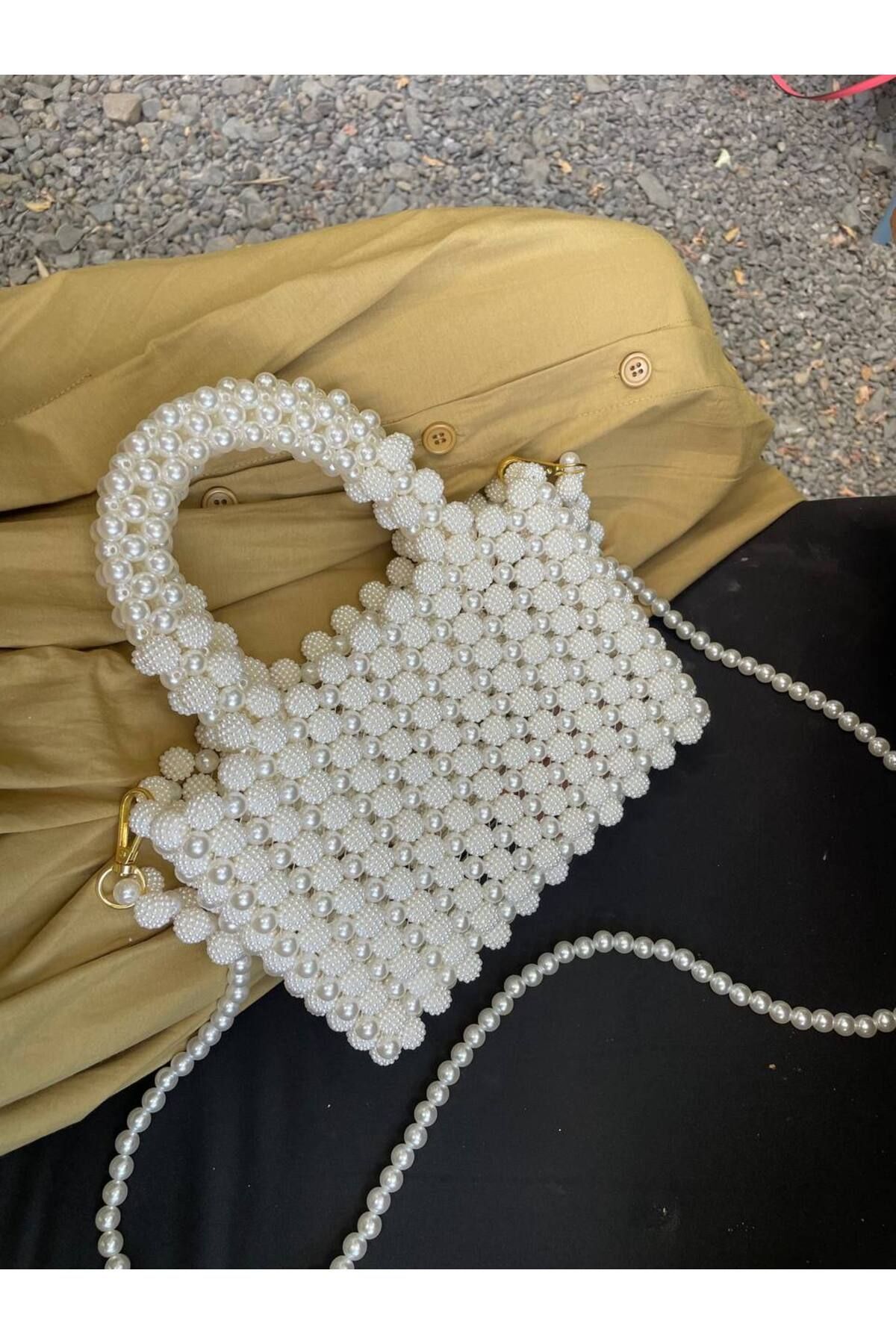 BEYBACO Böğürtlen Desenli Inci Çanta - Inci Çanta - Incili Çanta - Inci Boncuk Çanta - Inci Boncuklu Çanta - Görsel 3