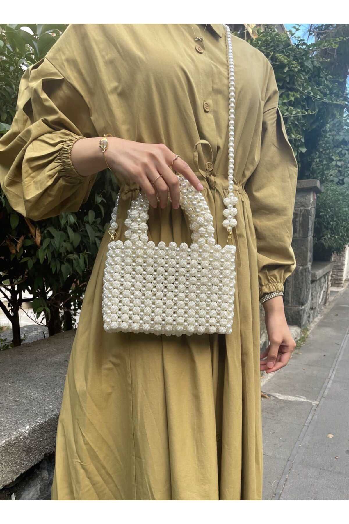 BEYBACO Böğürtlen Desenli Inci Çanta - Inci Çanta - Incili Çanta - Inci Boncuk Çanta - Inci Boncuklu Çanta - Görsel 4