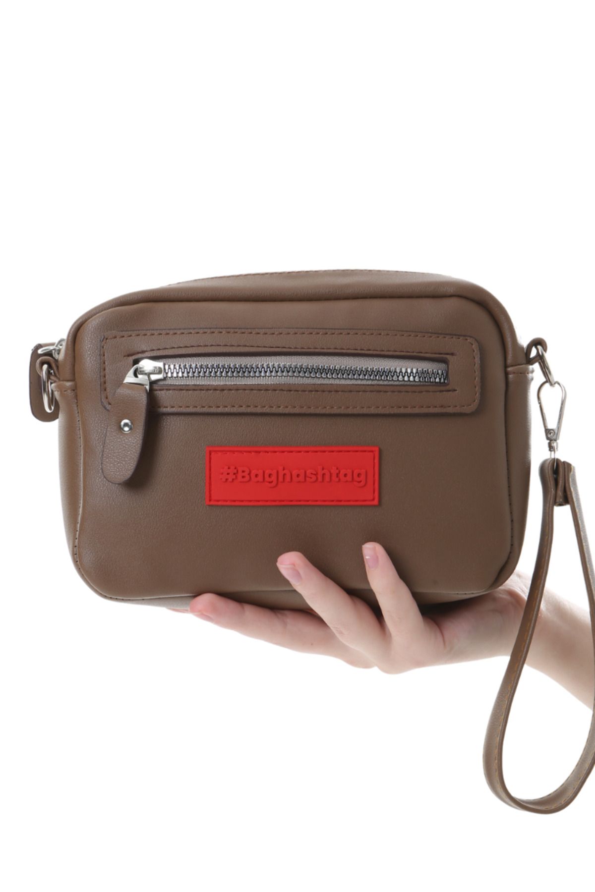 Baghashtag Kahverengi Minik Unisex 3 Gözlü Deri Çanta