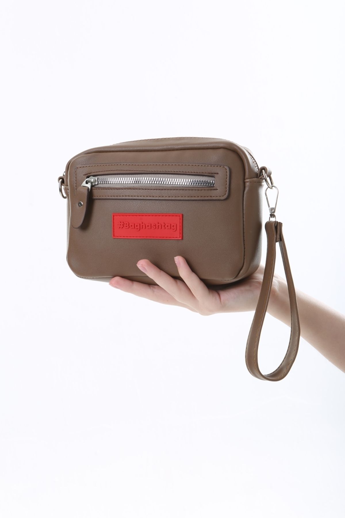 Baghashtag Kahverengi Minik Unisex 3 Gözlü Deri Çanta - Görsel 2