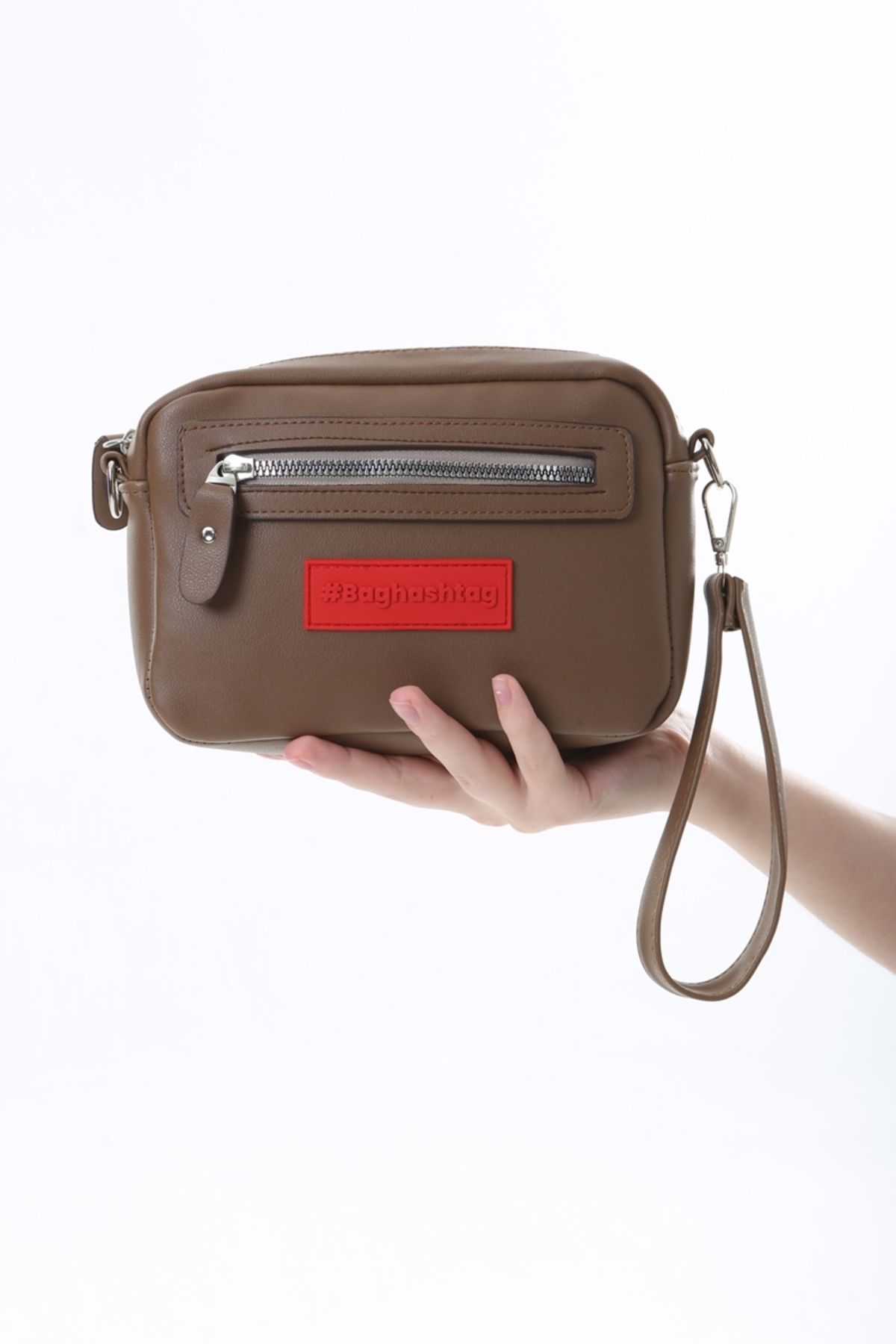 Baghashtag Kahverengi Minik Unisex 3 Gözlü Deri Çanta - Görsel 3