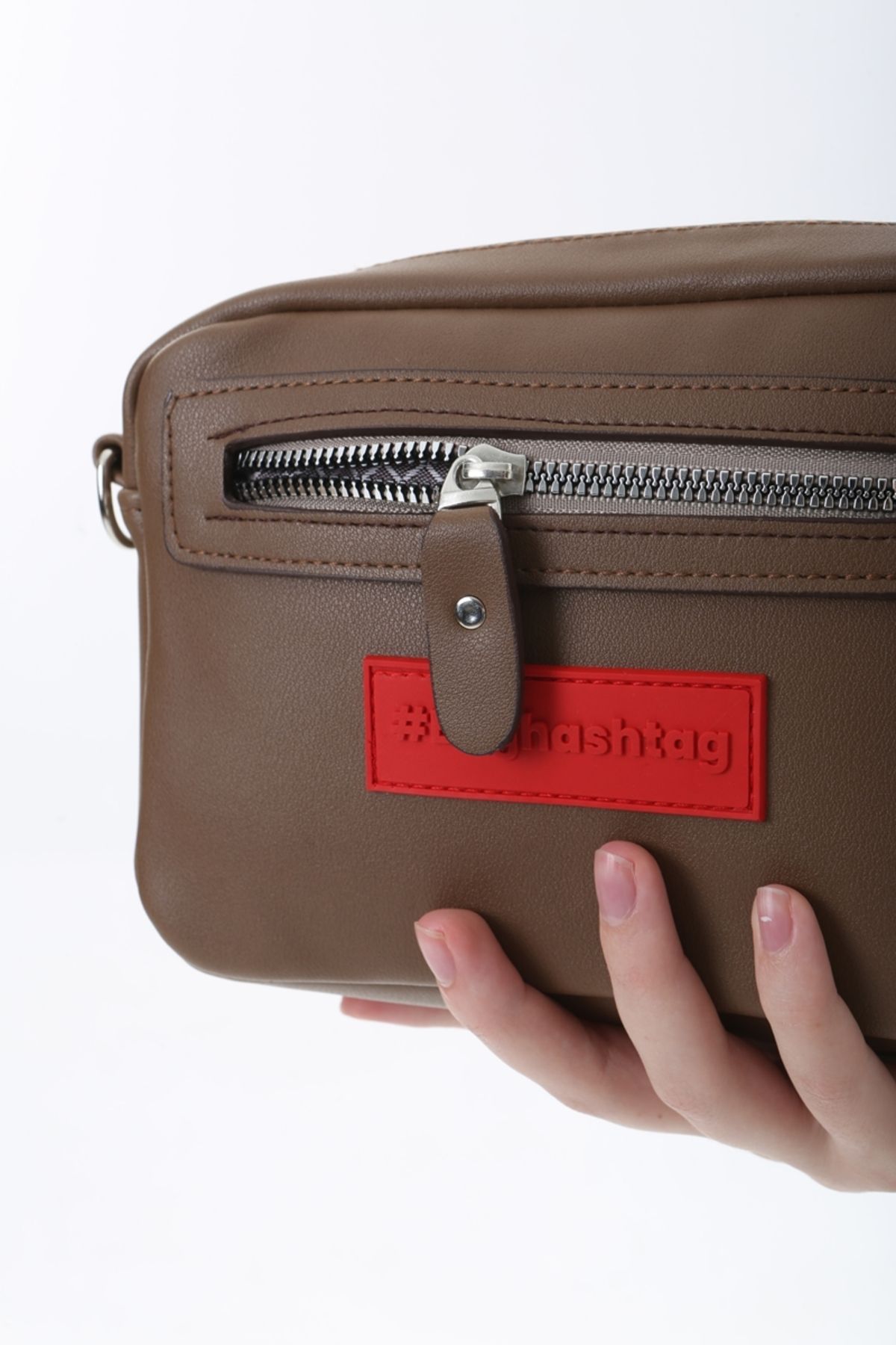 Baghashtag Kahverengi Minik Unisex 3 Gözlü Deri Çanta - Görsel 7