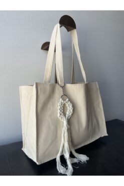 sisa.art Aksesuarlı Kanvas Kumaş Çanta Omuz ve Plaj Çantası