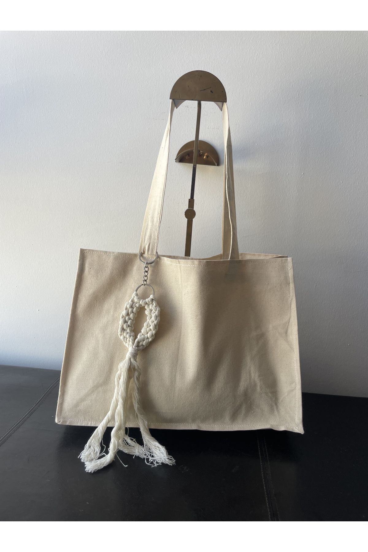 sisa.art Aksesuarlı Kanvas Kumaş Çanta Omuz ve Plaj Çantası - Görsel 3