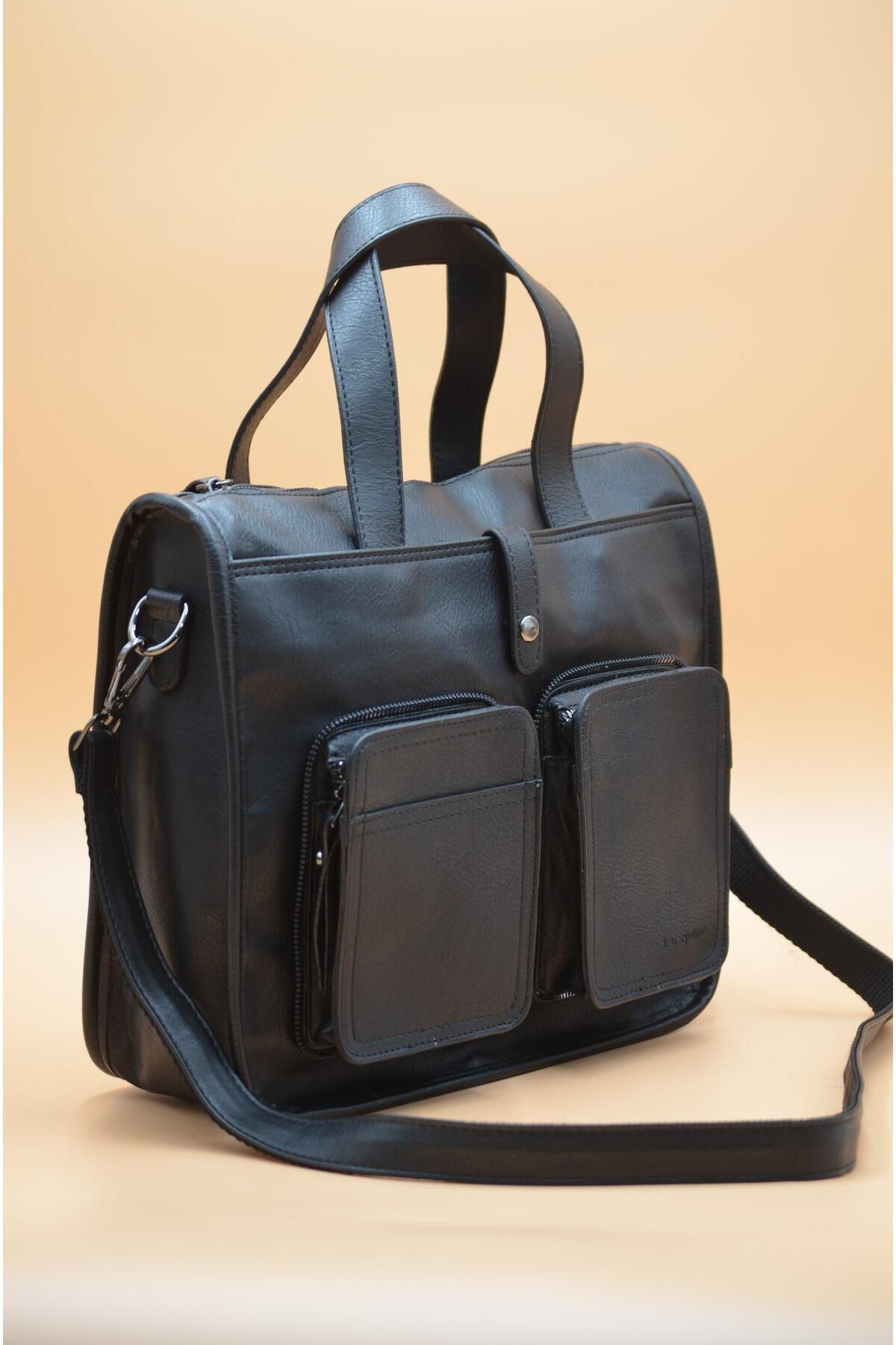 Jacquline Mira Vintage Stil Retro Tarz Unisex Tutma Kollu Cep Detaylı Omuz Çantası