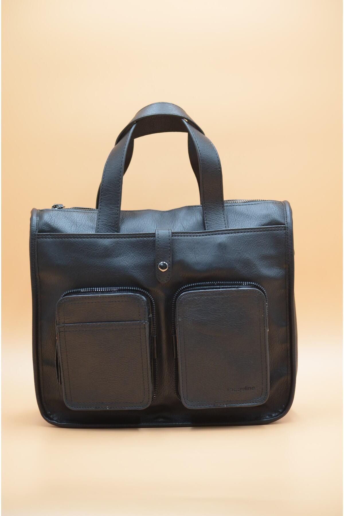 Jacquline Mira Vintage Stil Retro Tarz Unisex Tutma Kollu Cep Detaylı Omuz Çantası - Görsel 3