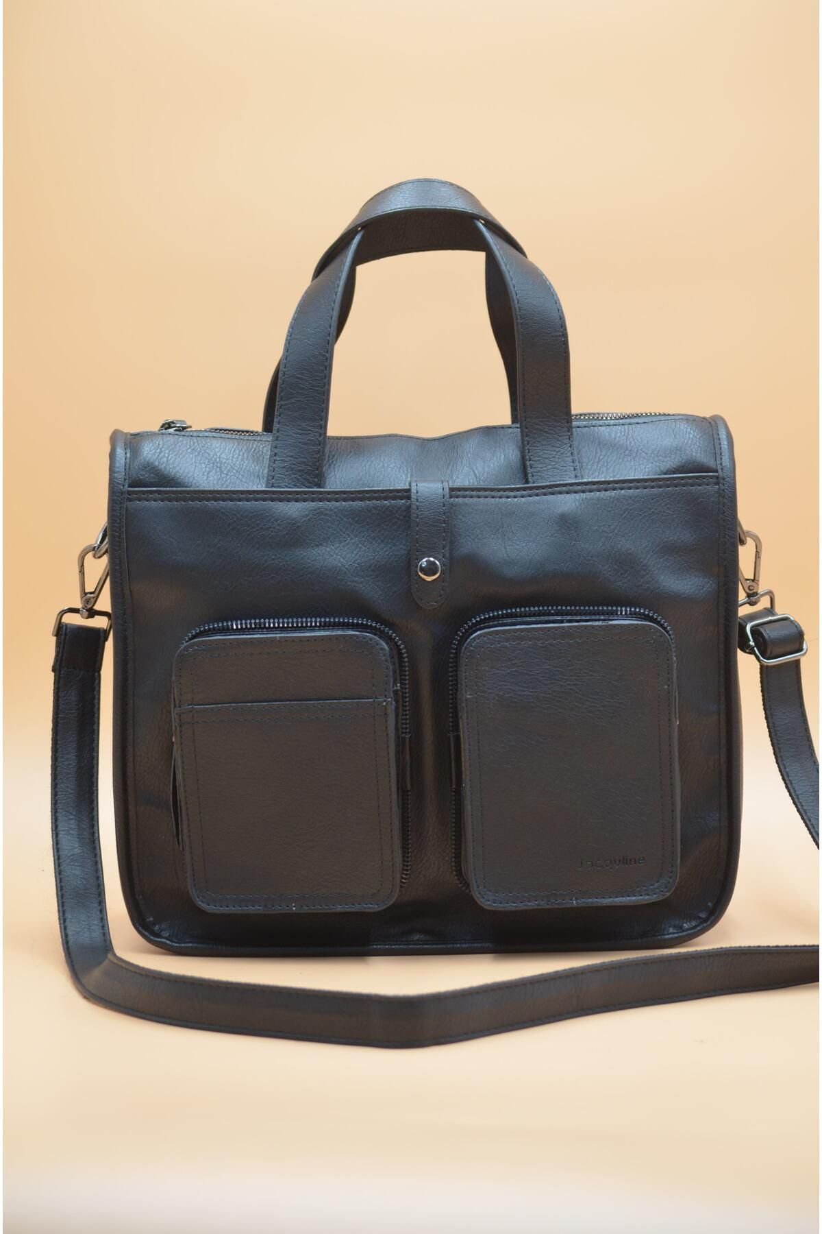 Jacquline Mira Vintage Stil Retro Tarz Unisex Tutma Kollu Cep Detaylı Omuz Çantası - Görsel 4