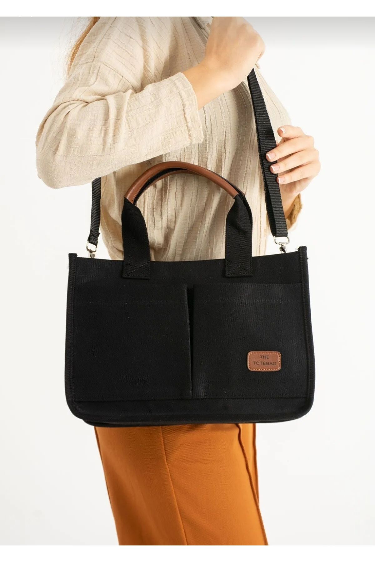 Butik Siyah Çok Cepli El ve Omuz Çantası - Görsel 2