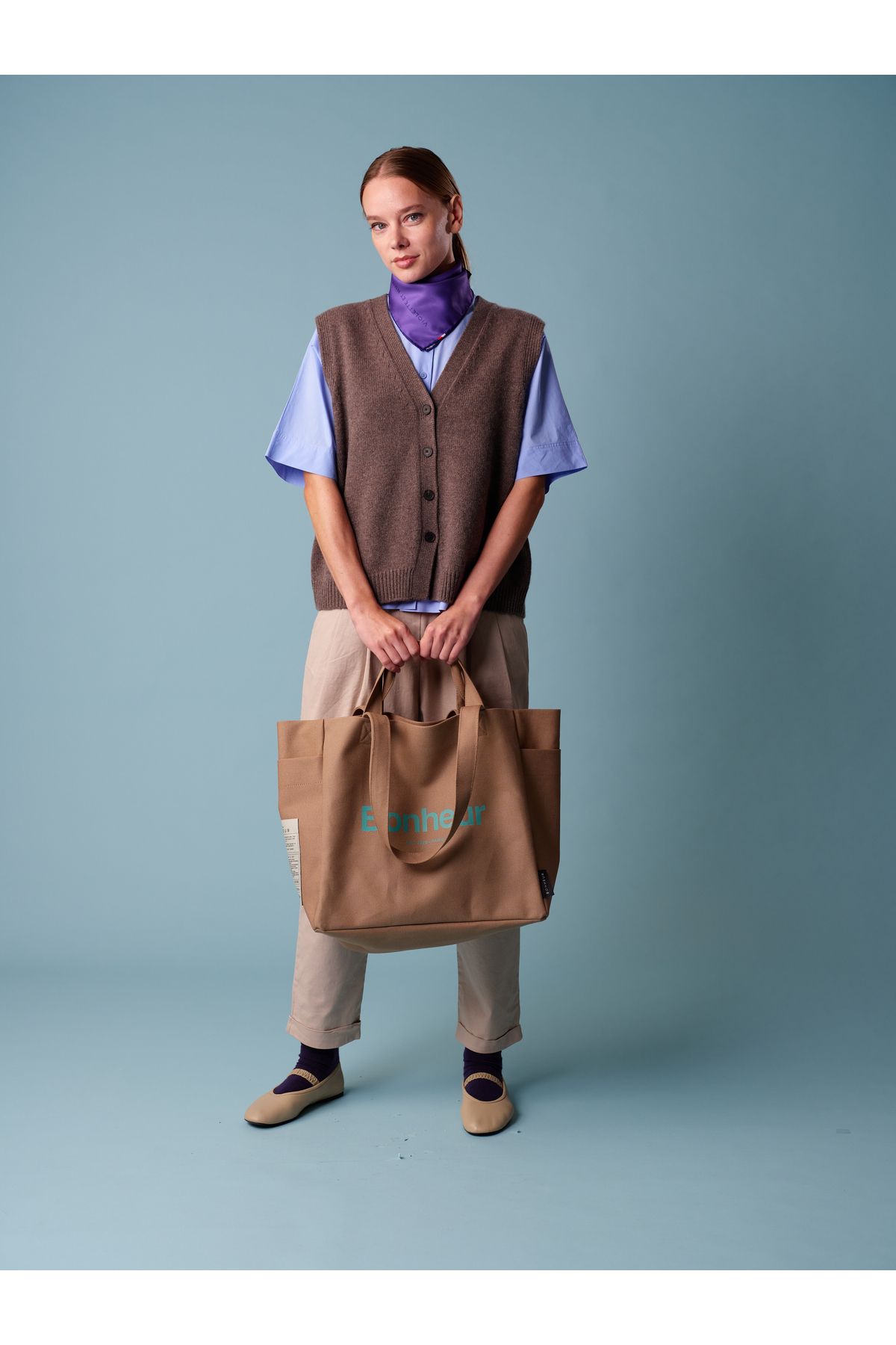 Bonheur N°4 Kanvas Çanta- Espresso Cream - Görsel 2