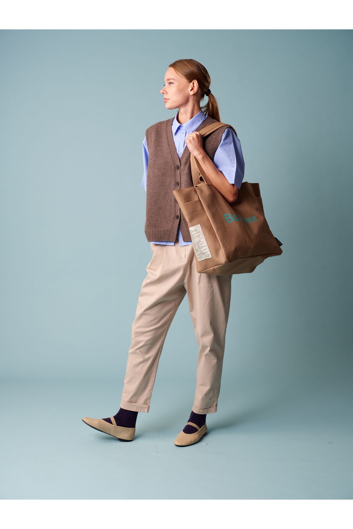 Bonheur N°4 Kanvas Çanta- Espresso Cream - Görsel 3