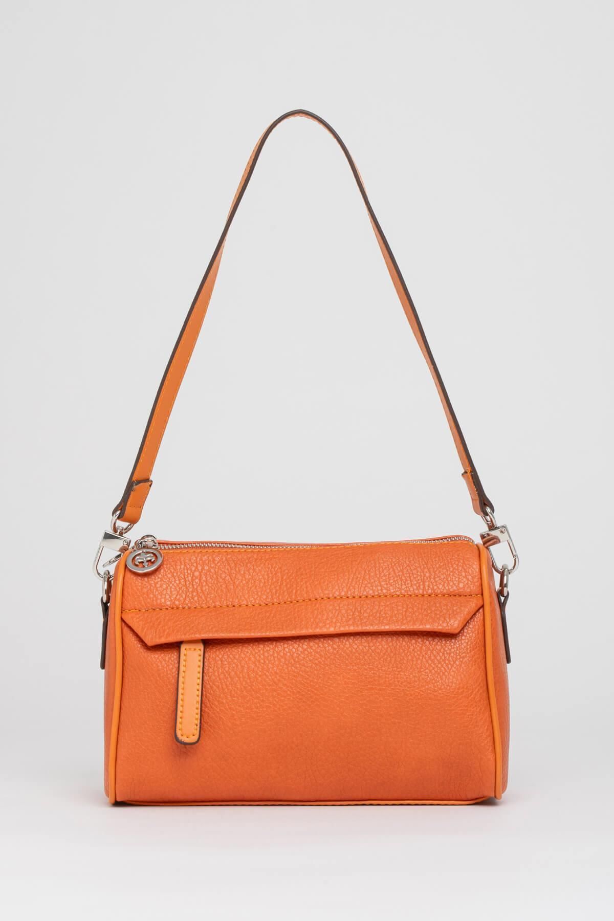 MELAMS Orta Boy Fermuarlı Çift Askılı Baget ve Çapraz Çanta Omuz Çantası