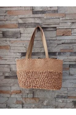 JINJI El Örgüsü Kağıt İp Omuz Çantası