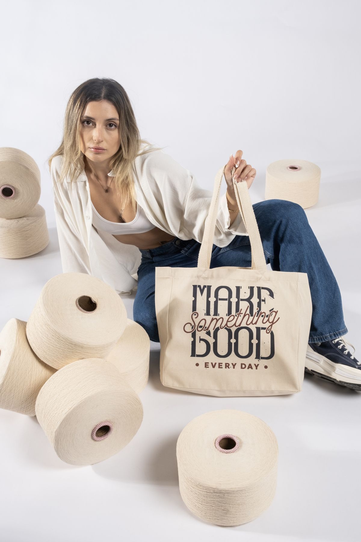 The Lycos "make Something Good" Canvas Tote Omuz Ve Plaj Çantası