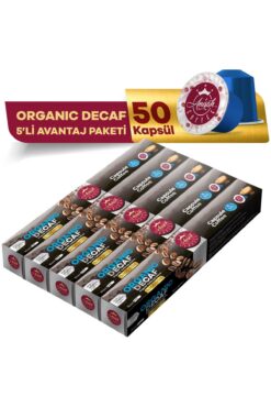 Anisah Coffee %100 Arabica, Organik, Decaf (Kafeinsiz) Nespresso Uyumlu (5x10) 50 adet Alüminyum Kapsül Kahve
