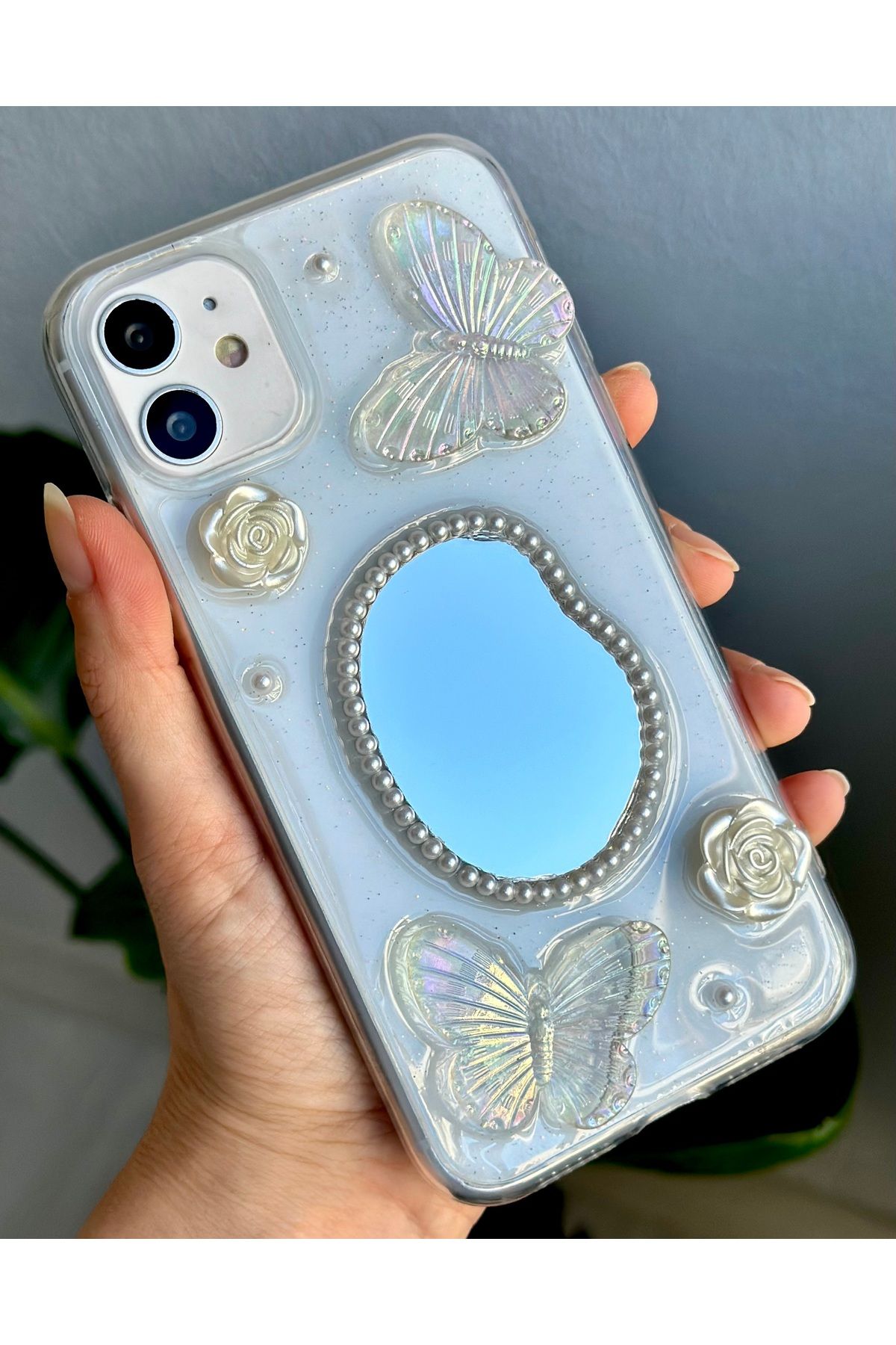 Go Aksesuar Iphone 11 Uyumlu 3d Oyuncak Aynalı Kelebek Tasarımlı Yumuşak Silikon Kılıf - Görsel 4