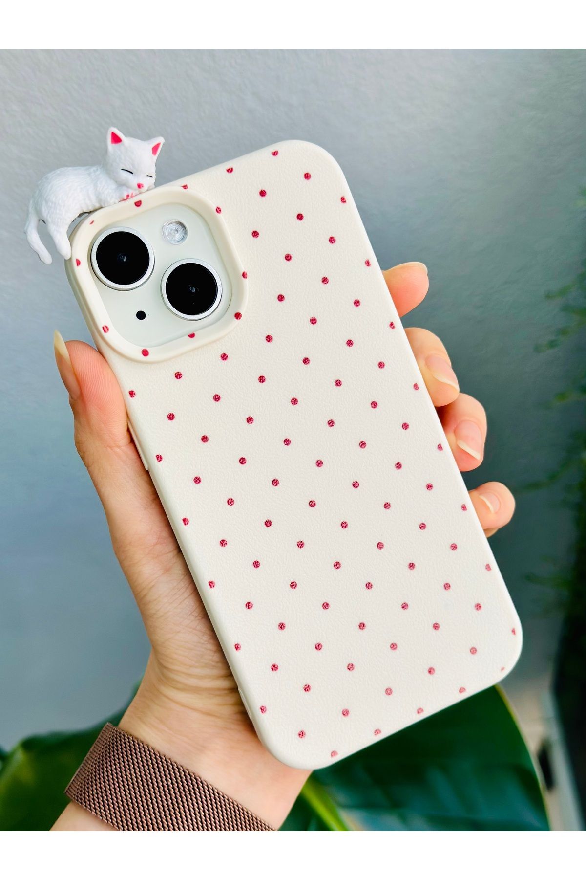 Go Aksesuar Iphone 13 - 14 Ve 15 Uyumlu 3d Oyuncaklı Puantiye Kedi Tasarımlı Esnek Silikon Kılıfı - Görsel 2