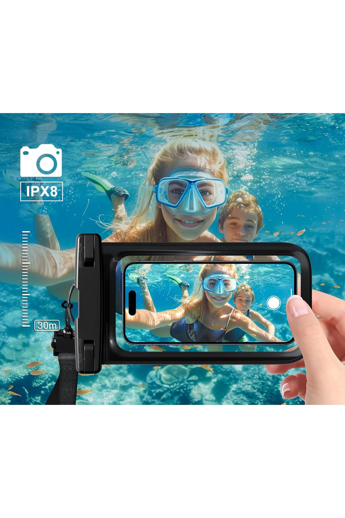 Powerfox Tüm Telefonlara Uyumlu Yağmur Su Geçirmez WaterProof Deniz Havuz Altı Telefon Kılıfı - Görsel 2