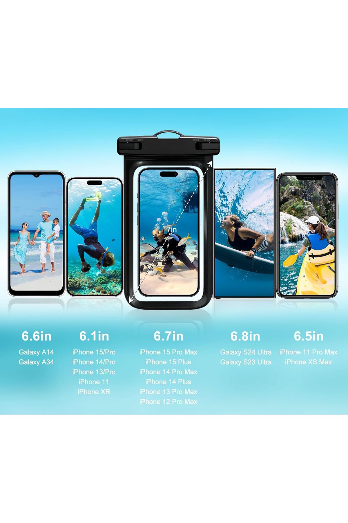 Powerfox Tüm Telefonlara Uyumlu Yağmur Su Geçirmez WaterProof Deniz Havuz Altı Telefon Kılıfı - Görsel 3