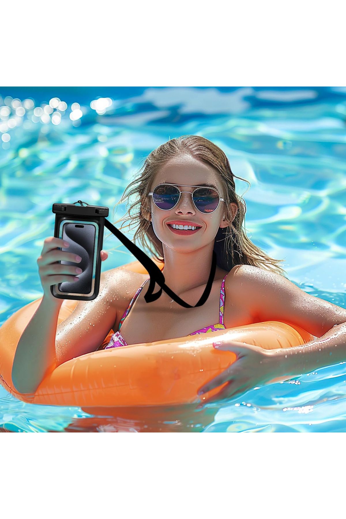 Powerfox Tüm Telefonlara Uyumlu Yağmur Su Geçirmez WaterProof Deniz Havuz Altı Telefon Kılıfı - Görsel 7