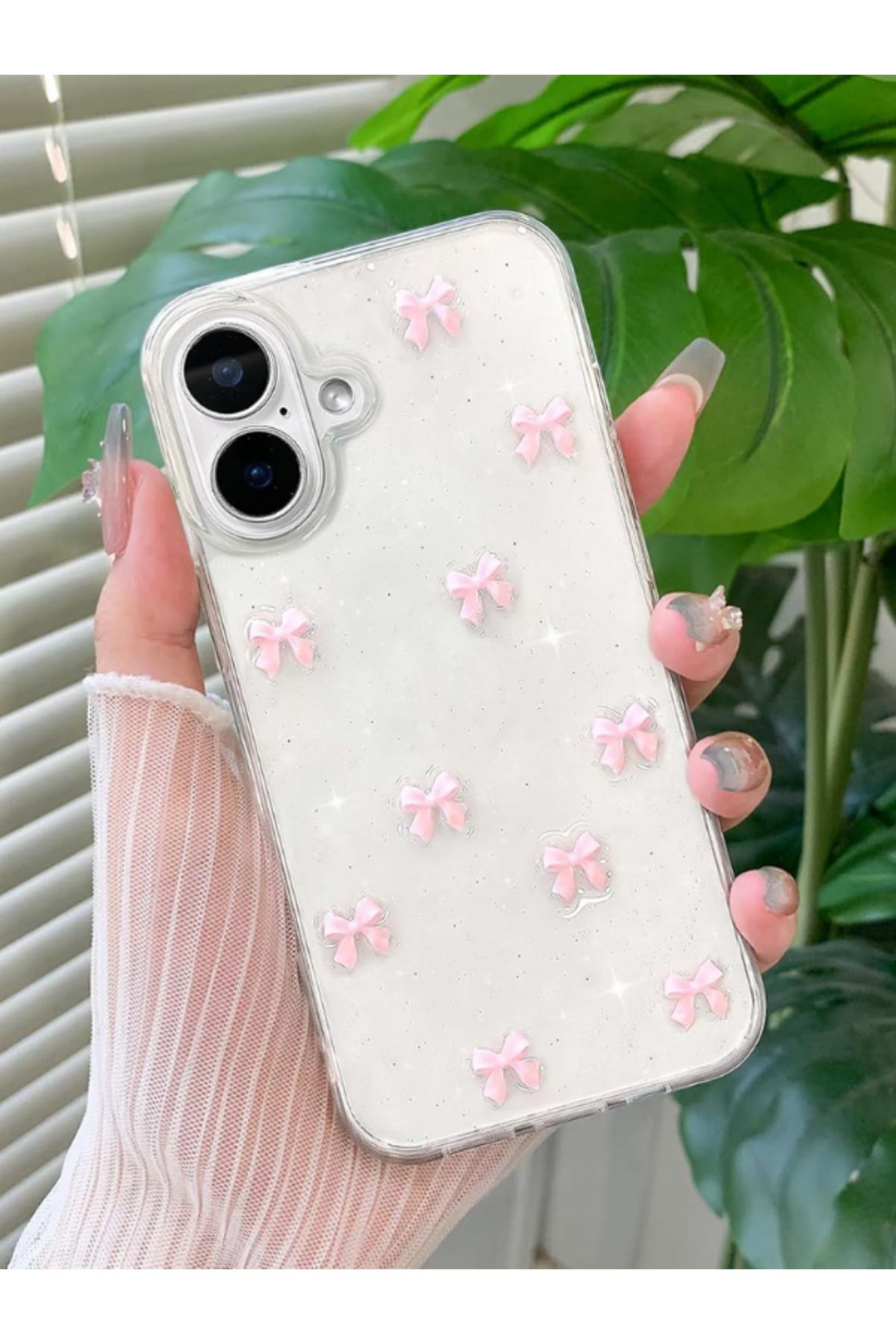 KVK PRİVACY Apple iPhone 16 Uyumlu Kılıf Pembe Fiyonk Darbeye Karşı Dayanıklı Yumuşak Silikon Kapak - Görsel 3