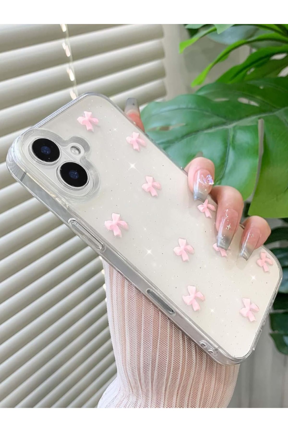 KVK PRİVACY Apple iPhone 16 Uyumlu Kılıf Pembe Fiyonk Darbeye Karşı Dayanıklı Yumuşak Silikon Kapak - Görsel 5