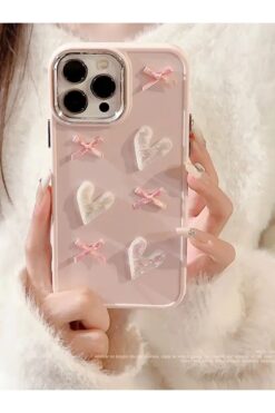 KVK PRİVACY Apple Iphone 14 Pro Max Uyumlu Kılıf Kurdele Ve Kalp Figürlü Darbeye Dayanıklı Yumuşak Silikon Kapak