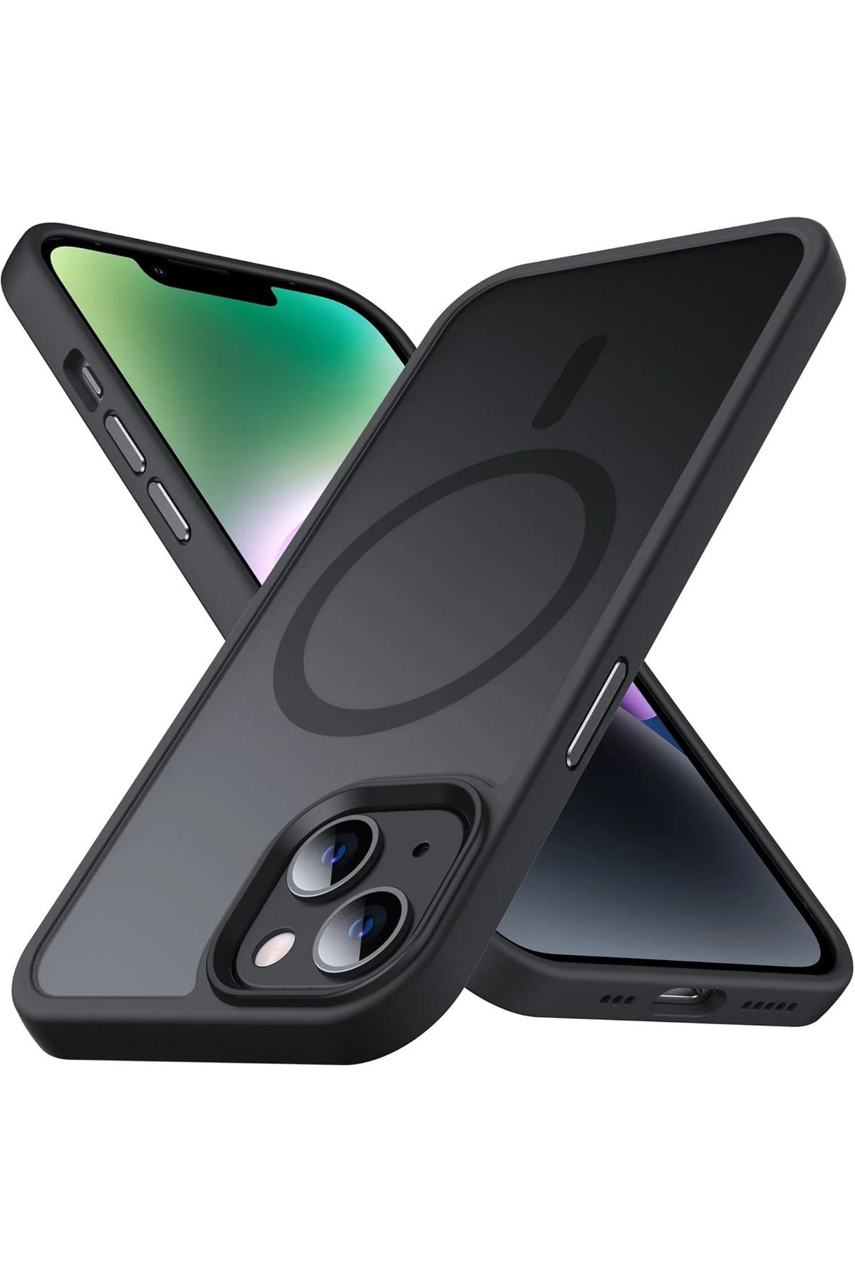 Fibaks Apple Iphone 13 - 14 Uyumlu Kılıf Kamera Çıkıntılı Magsafe Şarj Destekli Yumuşak Kenarlı Mat Kapak - Görsel 2