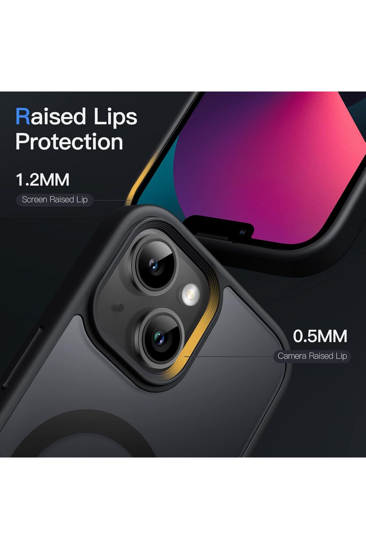 Fibaks Apple Iphone 13 - 14 Uyumlu Kılıf Kamera Çıkıntılı Magsafe Şarj Destekli Yumuşak Kenarlı Mat Kapak - Görsel 5