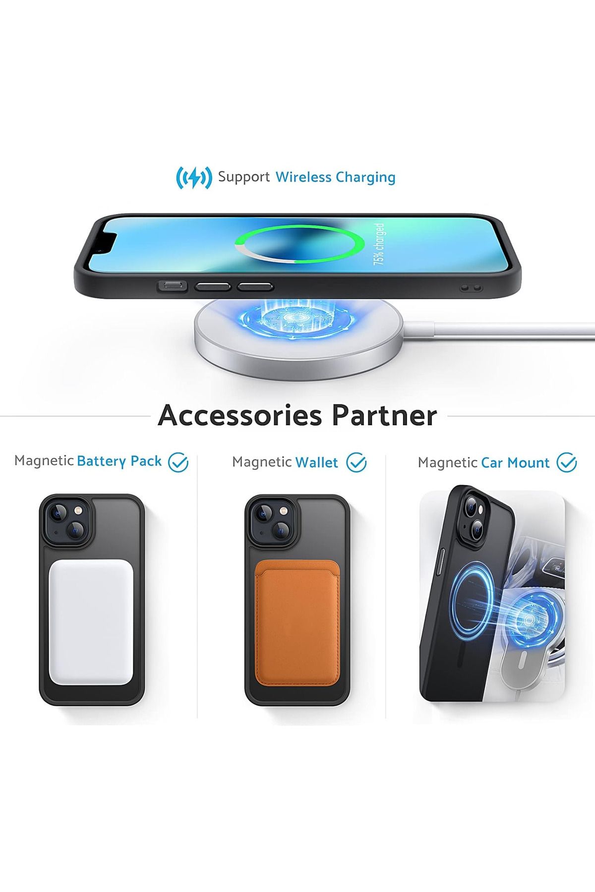 Fibaks Apple Iphone 13 - 14 Uyumlu Kılıf Kamera Çıkıntılı Magsafe Şarj Destekli Yumuşak Kenarlı Mat Kapak - Görsel 6