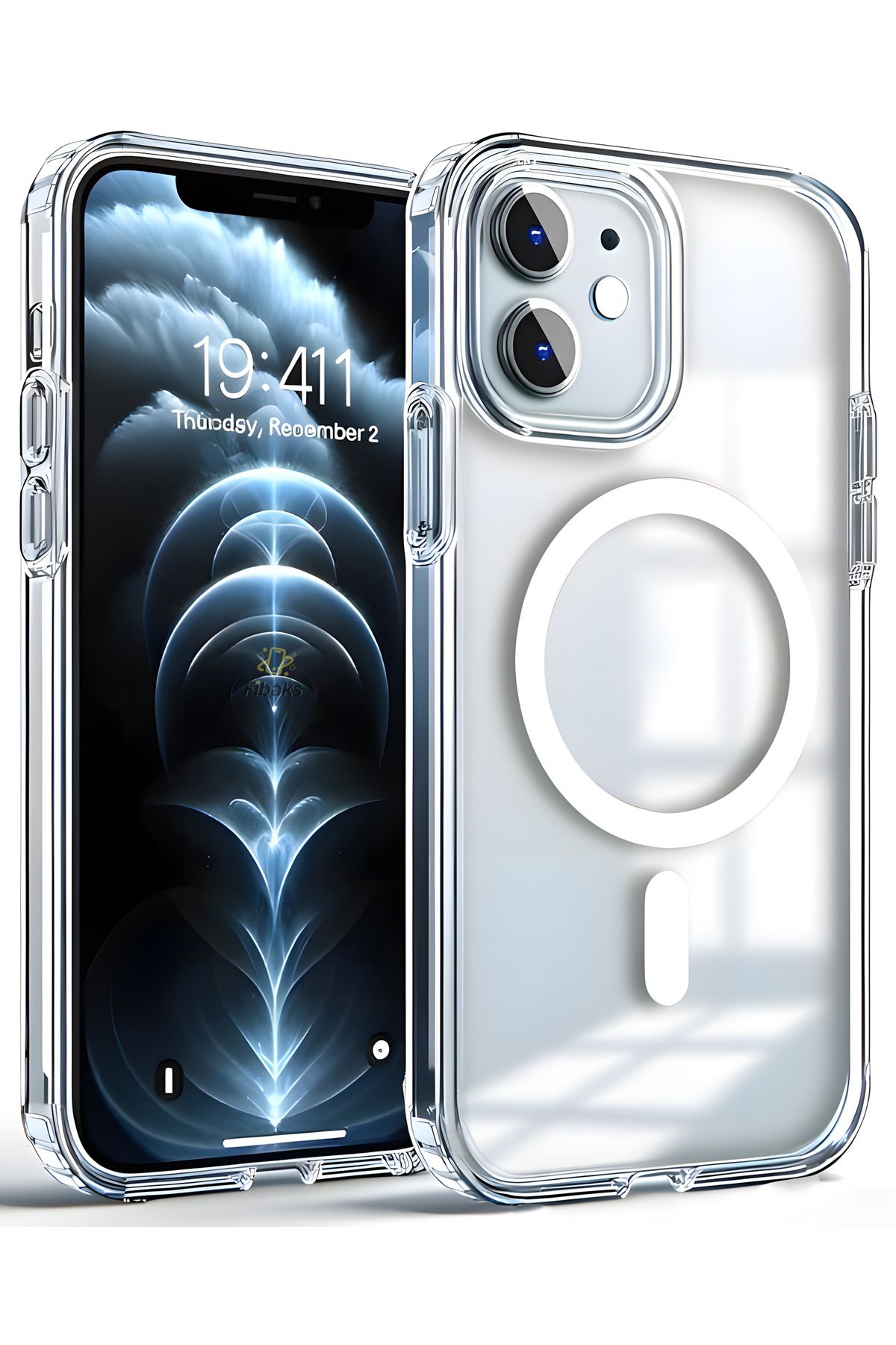 Fibaks Apple Iphone 12 Magsafe Wireless Uyumlu Kılıf Köşe Korumalı Darbe Emici Şeffaf Sert Silikon