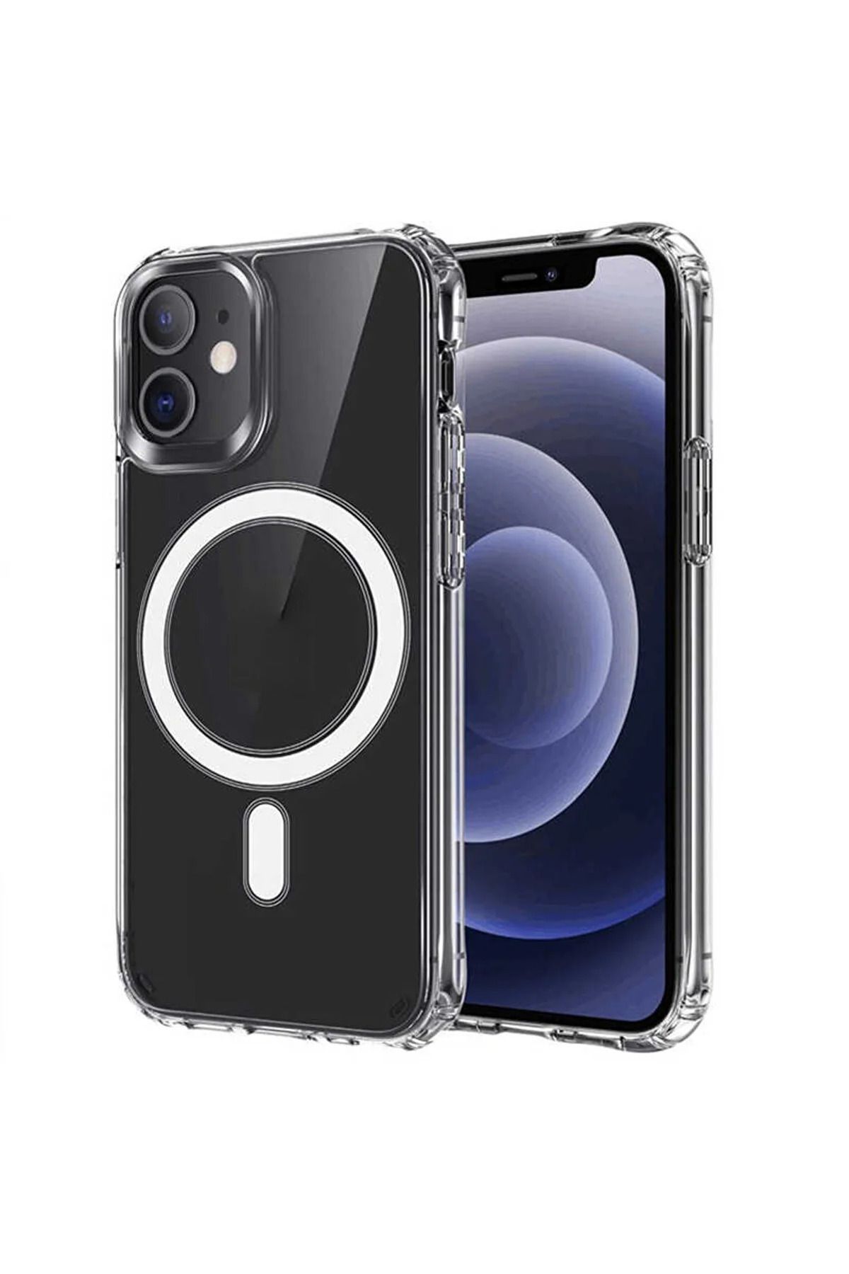 Fibaks Apple Iphone 12 Magsafe Wireless Uyumlu Kılıf Köşe Korumalı Darbe Emici Şeffaf Sert Silikon - Görsel 6