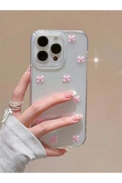 KVK PRİVACY Apple iPhone 16 Pro Max Uyumlu Kılıf Pembe Fiyonk Darbeye Karşı Dayanıklı Yumuşak Silikon Kapak