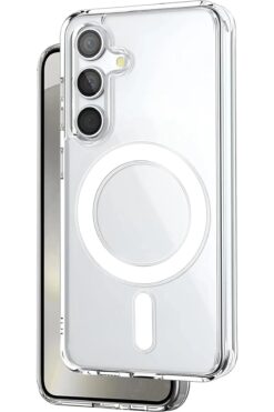 Novatis Samsung Galaxy S24 FE Uyumlu Kılıf 3D Kamera Korumalı Magsafe Şarj Özellikli Arkası Sert Darbe Emici