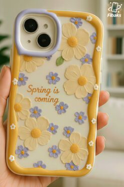 Fibaks İphone 13 - 14 Uyumlu Kılıf Tasarımlı Desenli Kamera Korumalı Papatya Çiçek Renkli Silikon Kapak