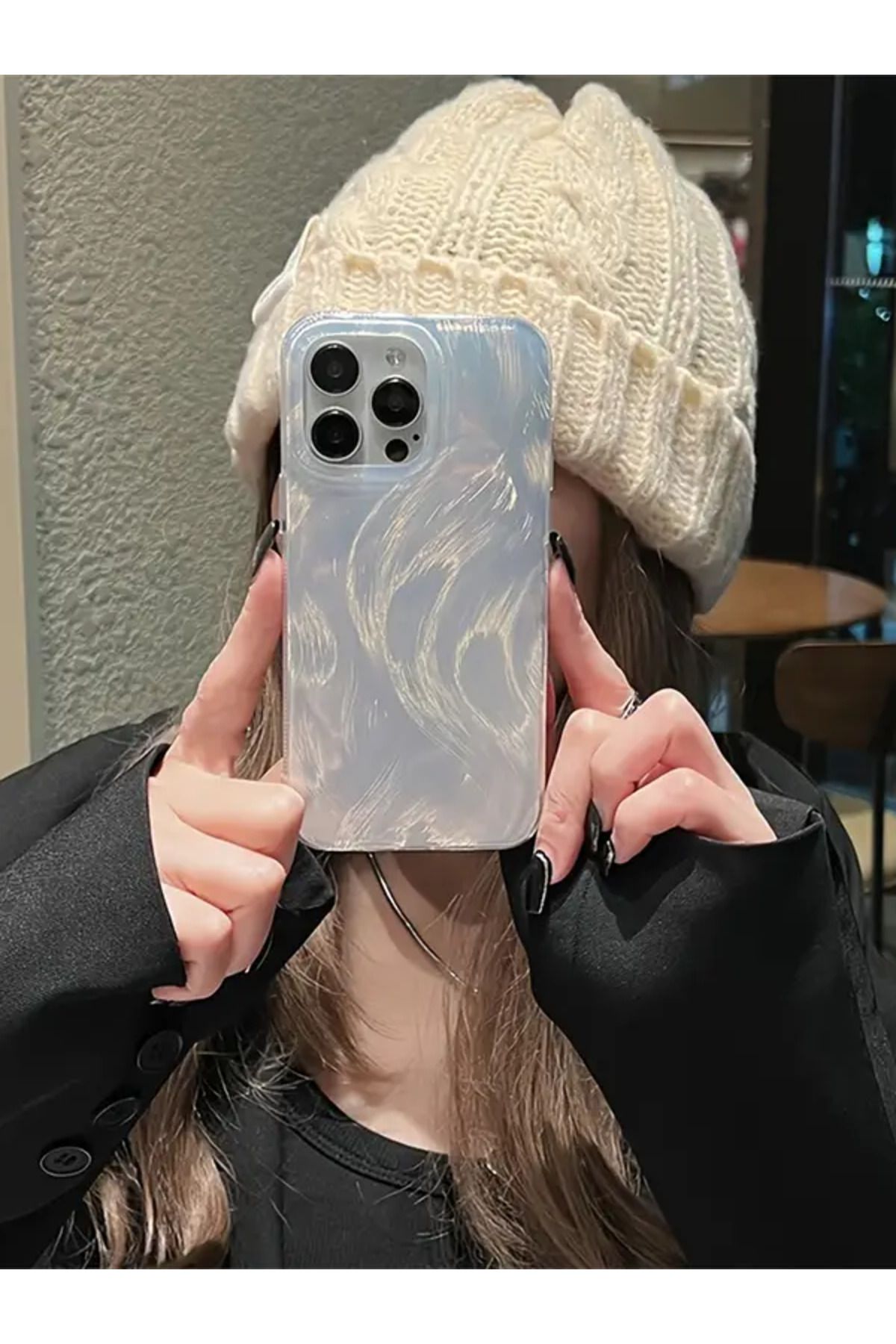 KVK PRİVACY Apple iPhone 14 Pro Max Uyumlu Tüylü Hologramlı Kılıf Darbeye Karşı Dayanıklı Kapak - Görsel 2