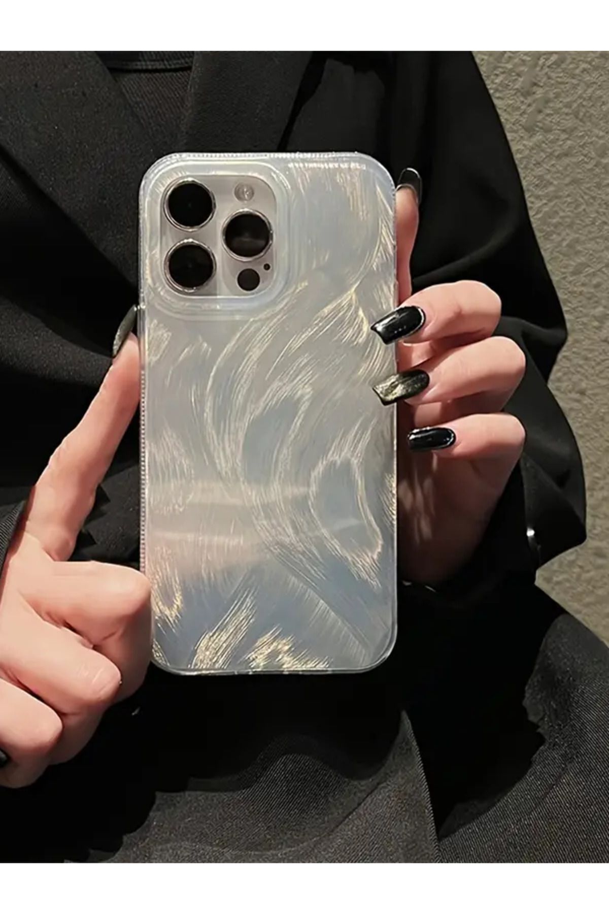 KVK PRİVACY Apple iPhone 14 Pro Max Uyumlu Tüylü Hologramlı Kılıf Darbeye Karşı Dayanıklı Kapak - Görsel 5