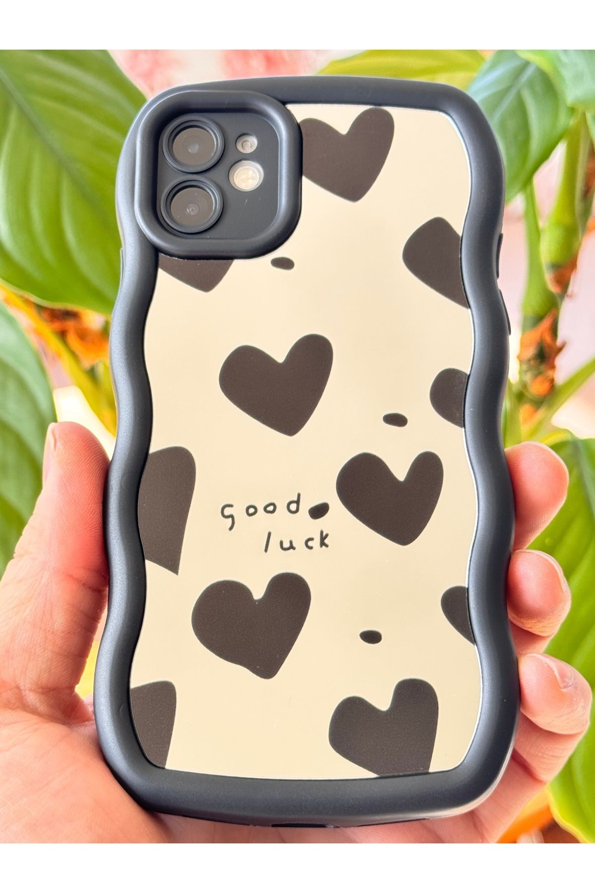 Fibaks Apple iPhone 11 Kılıf Aynalı Kalp Desenli Yumuşak Kenarlı Kamera Korumalı Silikon Kapak - Görsel 3