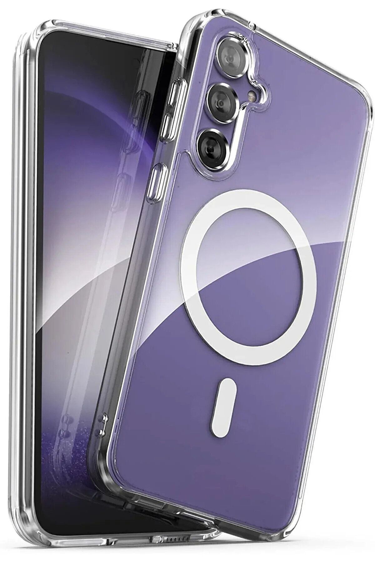 Fibaks Galaxy S24 Plus / S25 Plus Kılıf Kamera Çıkıntılı Magsafe Wireless Şarj Sert Şeffaf Kapak - Görsel 2