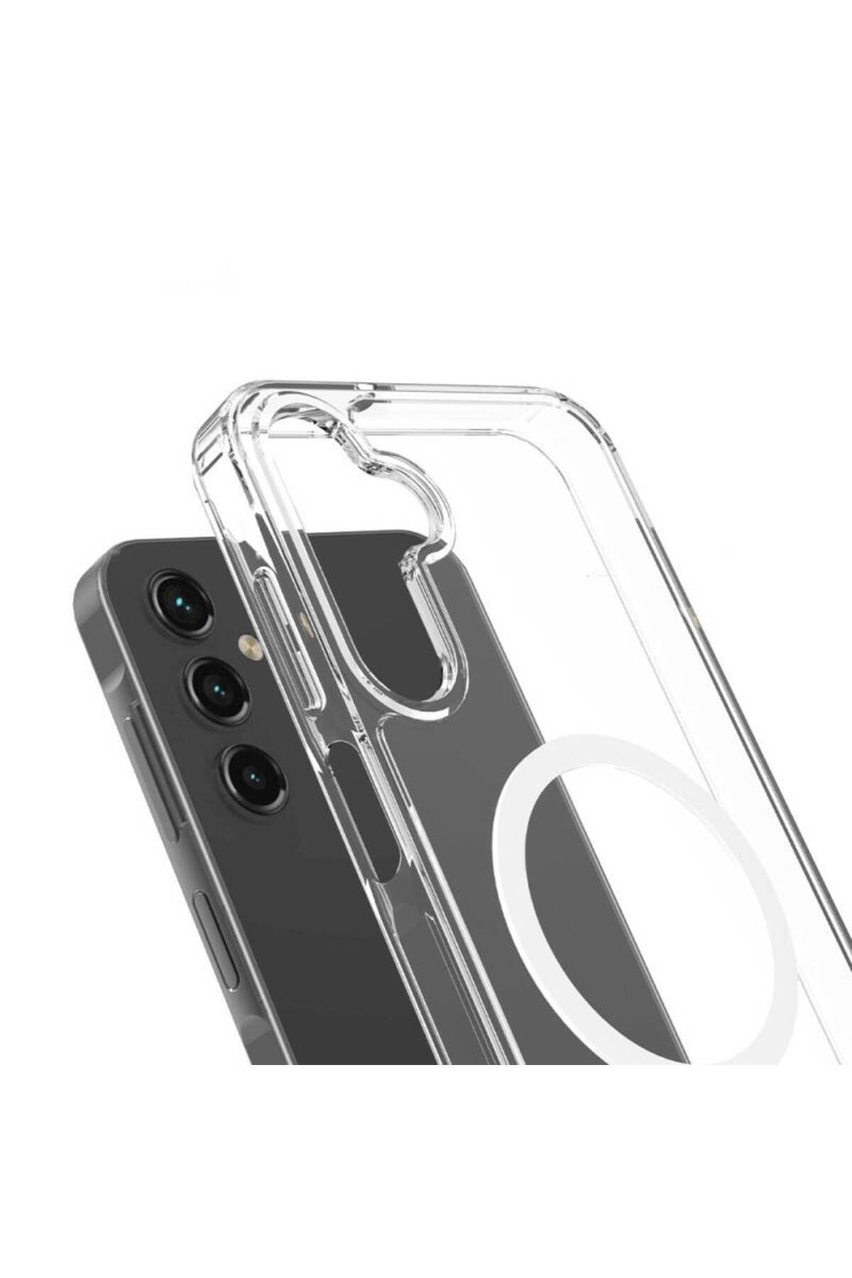 Fibaks Galaxy S24 Plus / S25 Plus Kılıf Kamera Çıkıntılı Magsafe Wireless Şarj Sert Şeffaf Kapak - Görsel 4