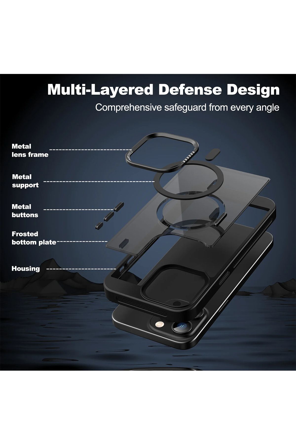 OSG iPhone 14 Pro Uyumlu Magsafe Destekli Kamera Koruma Çerçeveli Darbe Emici Ultra Premium Kılıf - Görsel 2