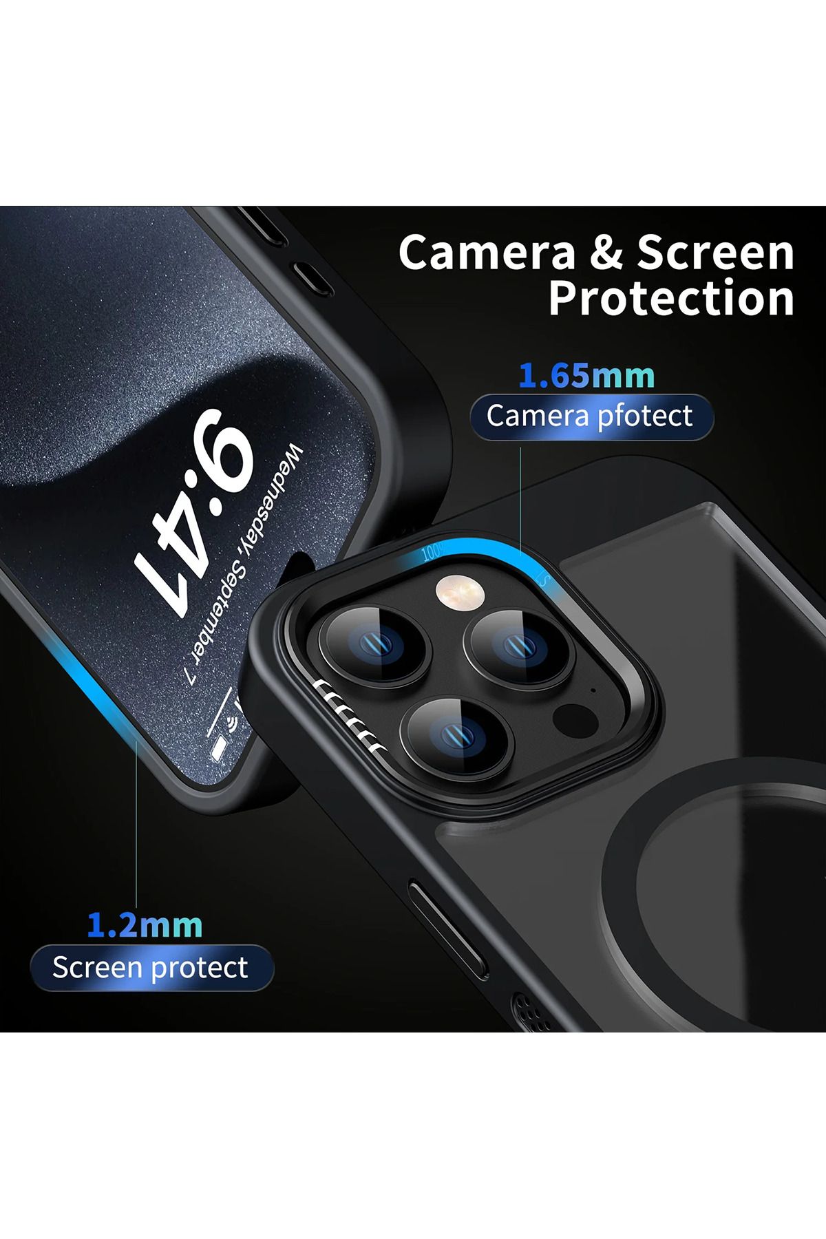 OSG iPhone 14 Pro Uyumlu Magsafe Destekli Kamera Koruma Çerçeveli Darbe Emici Ultra Premium Kılıf - Görsel 3