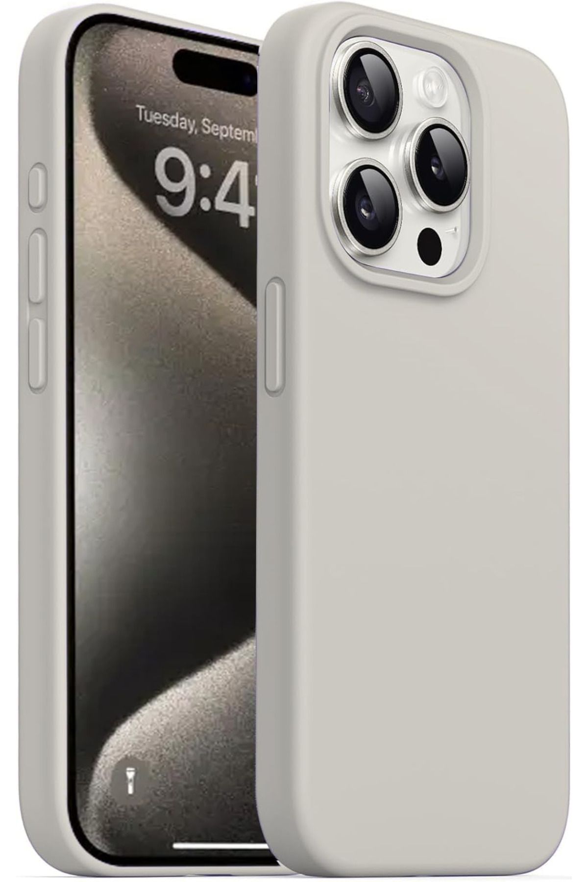 Fibaks Apple Iphone 15 Pro Uyumlu Kılıf Kadife Lansman Soft Yumuşak Liquid Silikon Kamera Korumalı Kapak