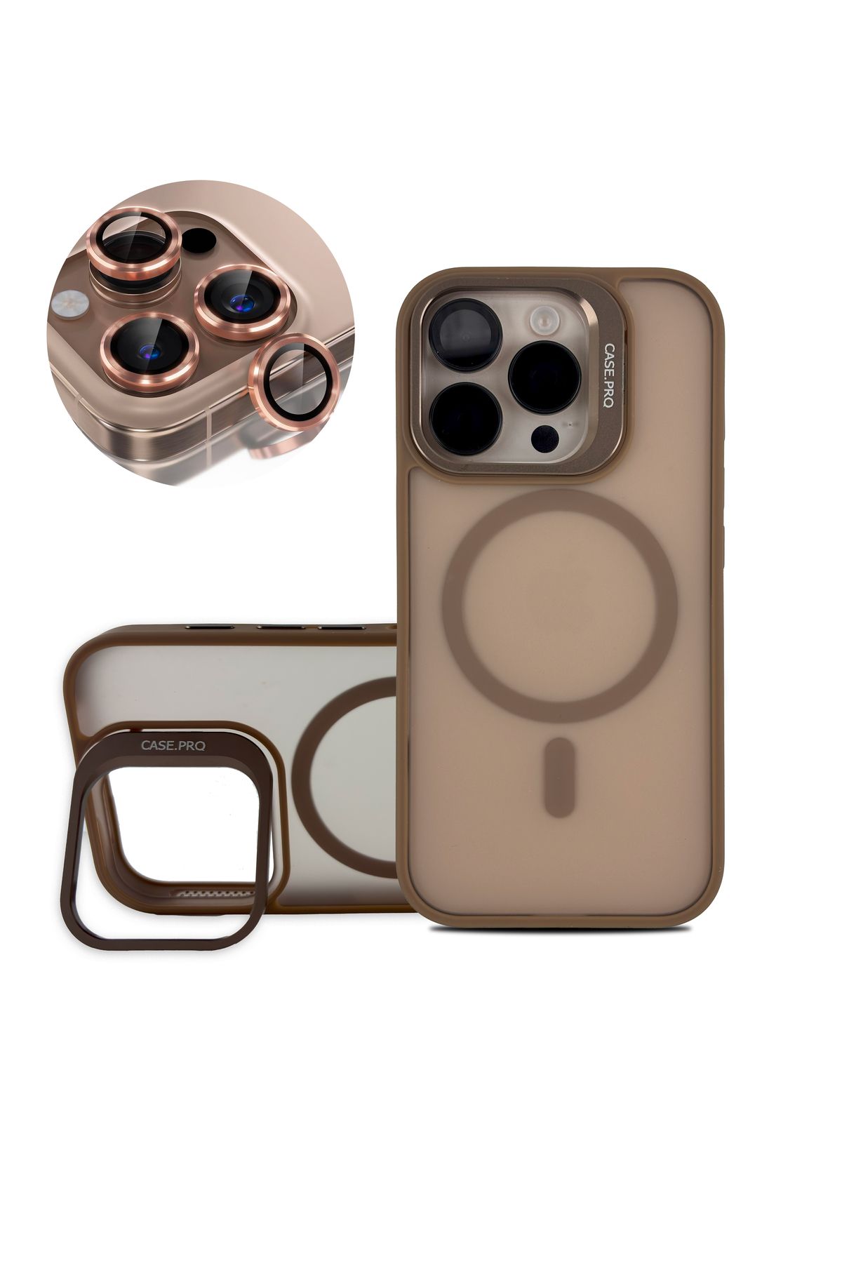 Caseji Apple Iphone 16 Pro Max Uyumlu Kılıf Standlı Mat Magsafe Metal Tuş Kamera Lens Hediyeli Nevada Case - Görsel 3